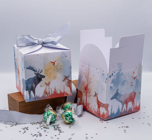 Christmas SMALL 'WINTER WOODLAND' Gift Boxes - Size: 8x8x6cm (Pack of x6) (Copy)