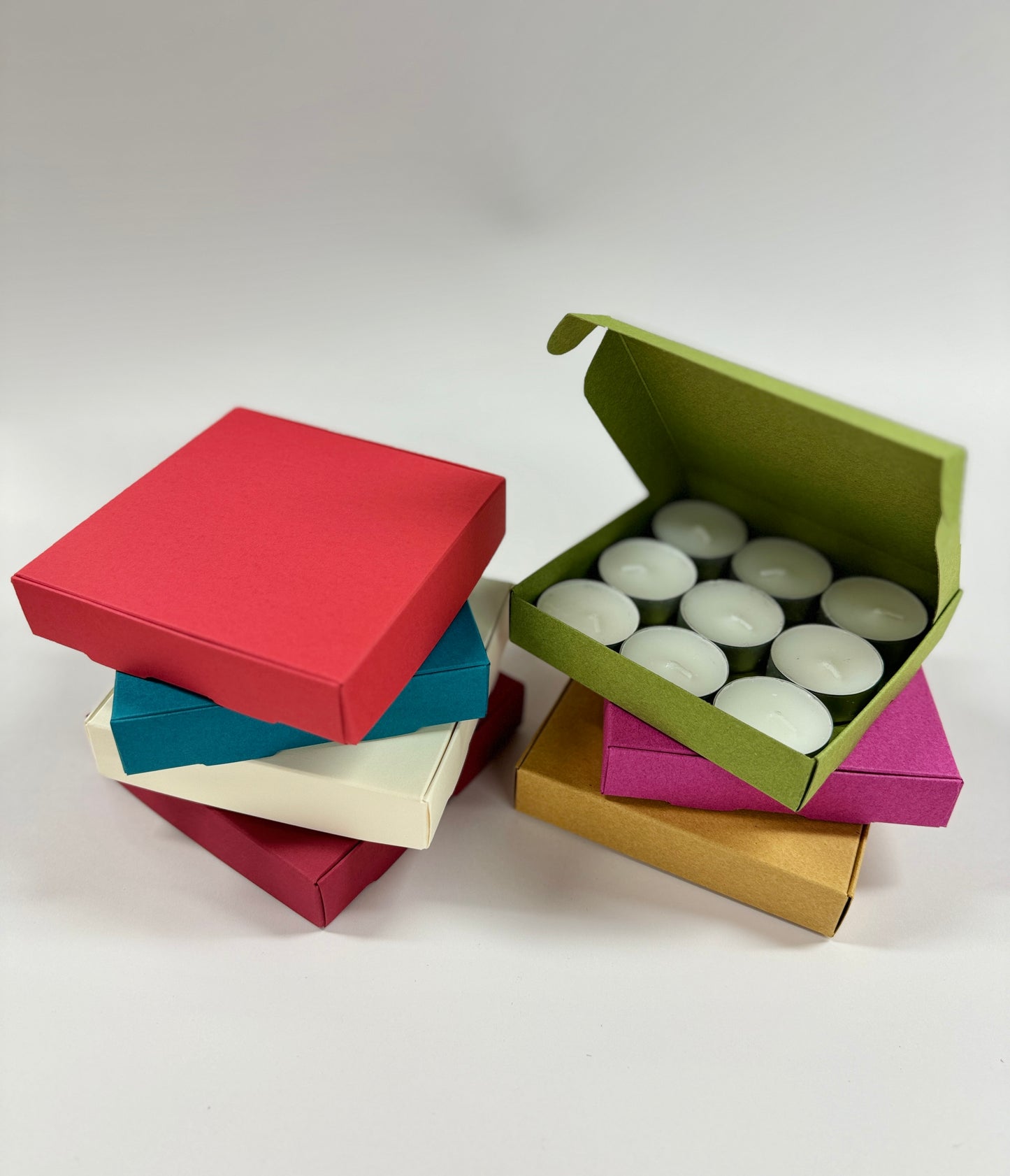 9 TEALIGHT CUPS / WAX MELTS BOX | Size 120 x 120 x 25mm | (Pack of 10)