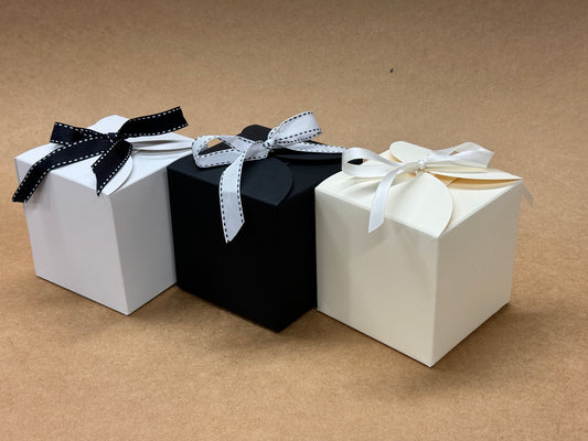 TIE TOP Wedding/Party Favour Box (large) - Size 10 x 10 x 10cm  (Pack of x5)