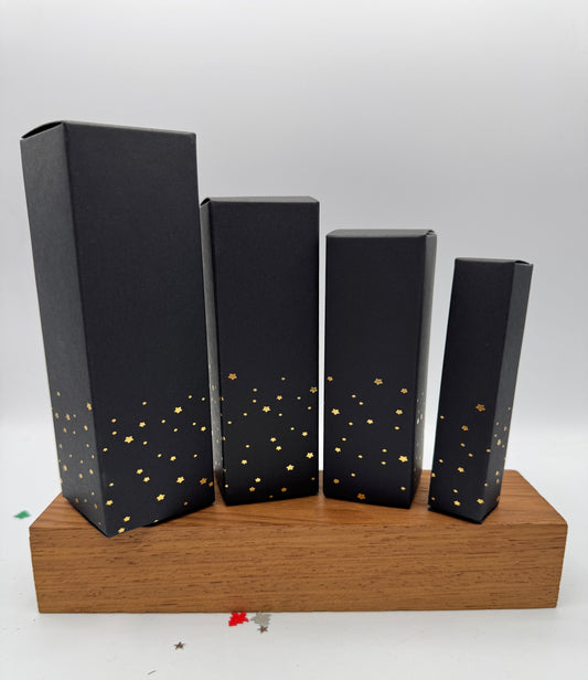 GOLD STARS Bottle Box | BLACK -  6 size options 10ml-100ml  | Limited Quantity