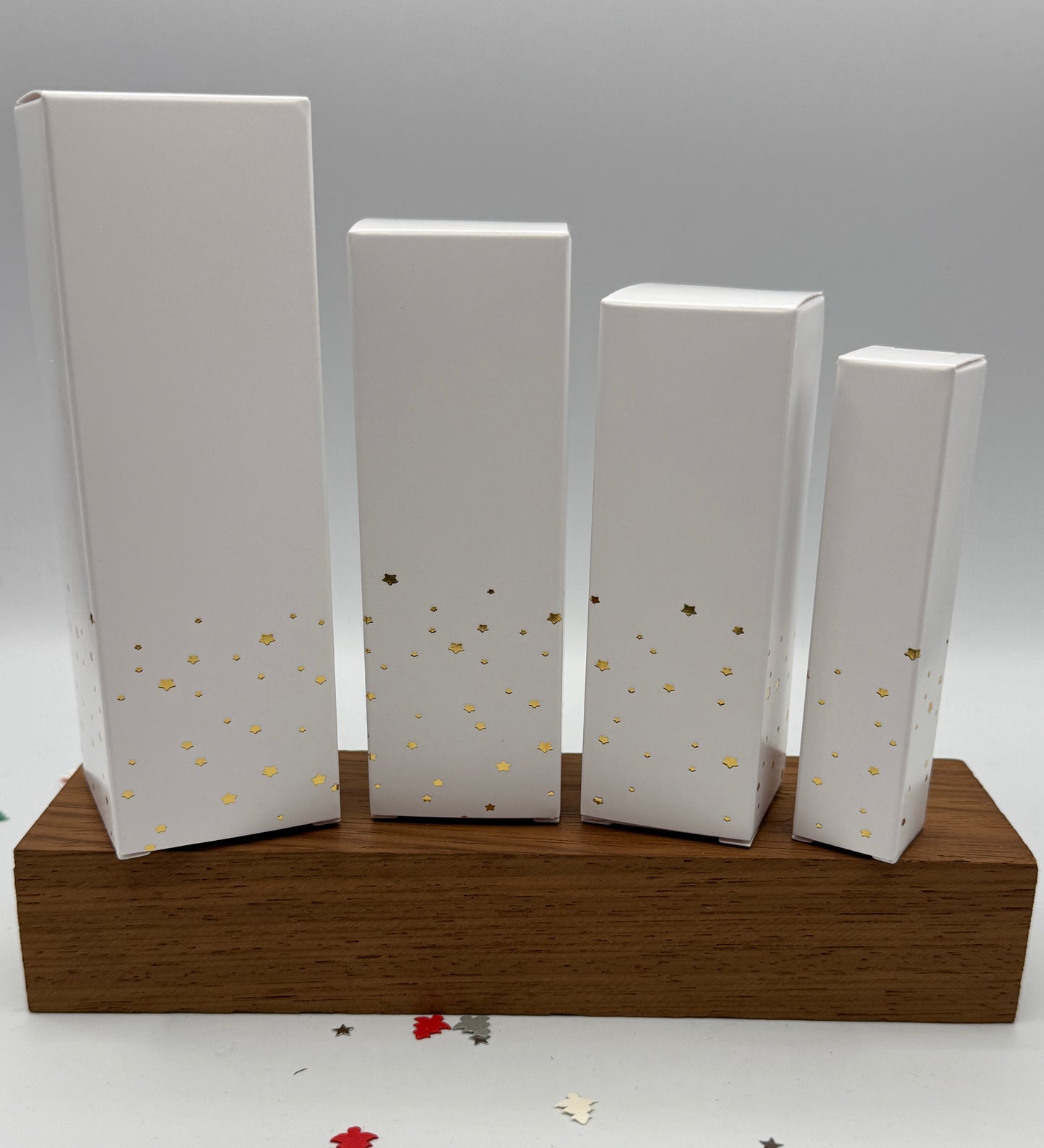 GOLD STARS Bottle Box | WHITE -  6 size options 10ml-100ml  | Limited Quantity