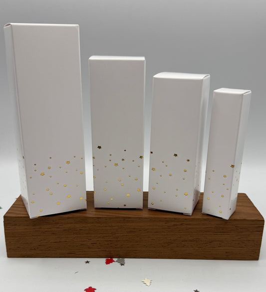 GOLD STARS Bottle Box | WHITE -  6 size options 10ml-100ml  | Limited Quantity