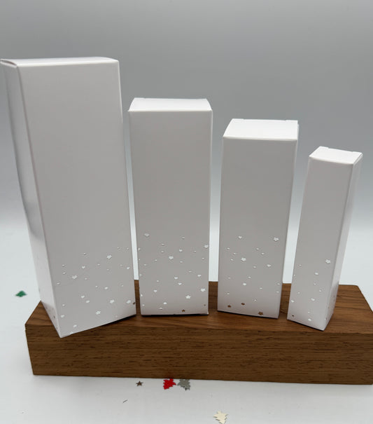 SILVER STARS Bottle Box | WHITE -  6 size options 10ml-100ml  | Limited Quantity