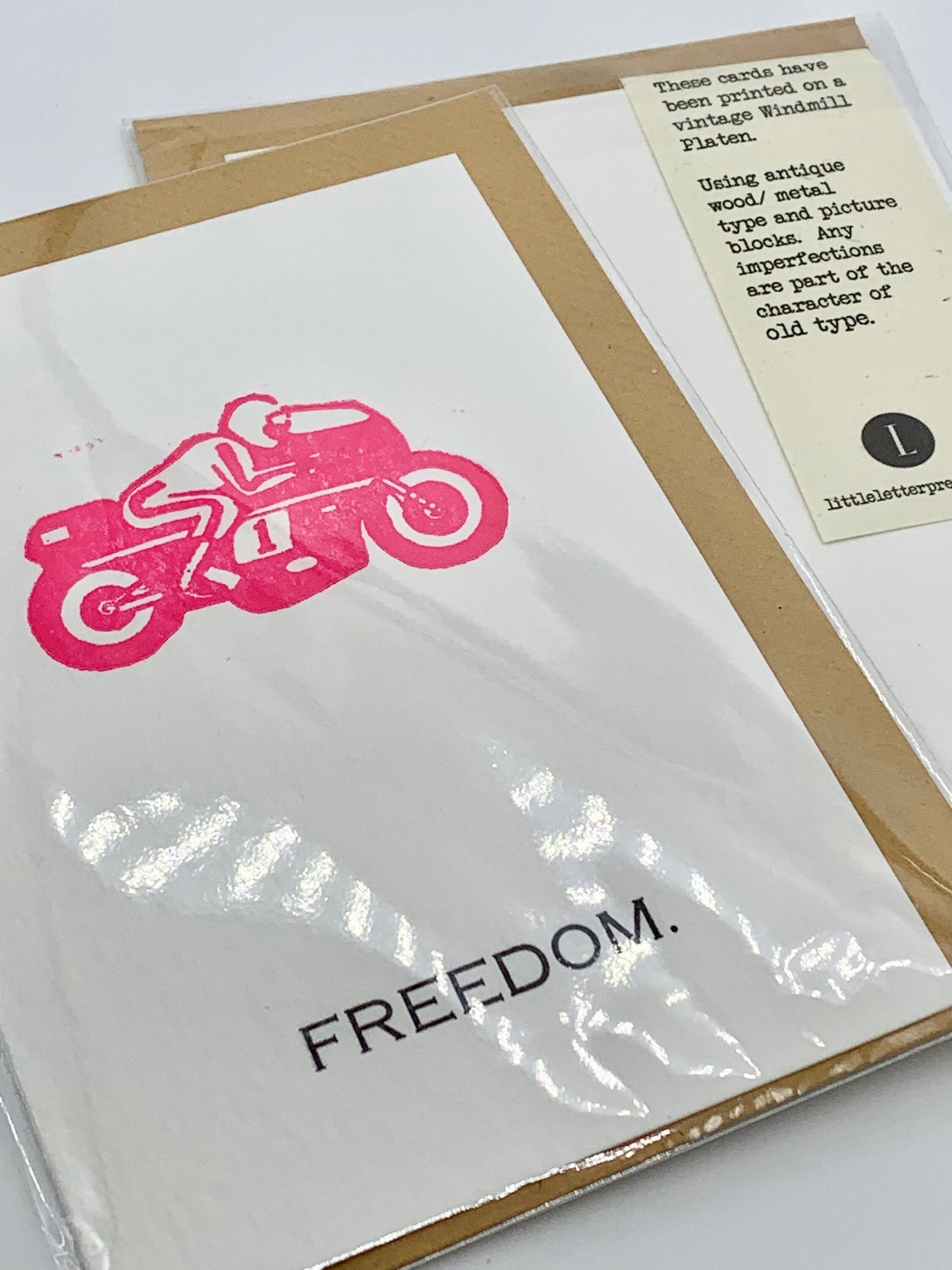 Letterpress VINTAGE MOTORBIKE Greetings Cards | Cotton Board | Blank Inside