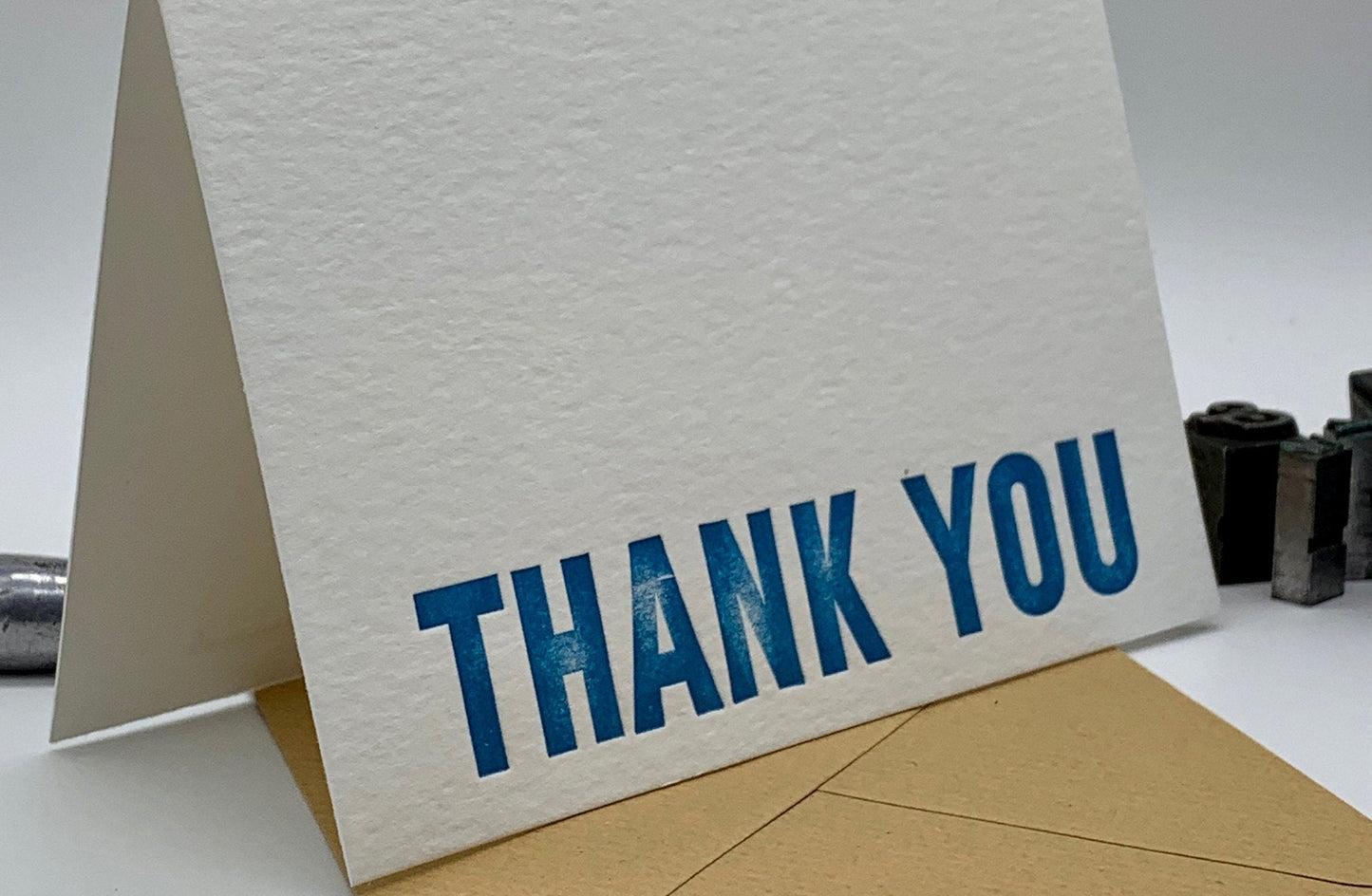 Letterpress Wood Type ‘THANK YOU’ Card | Cotton Board | Blank Inside