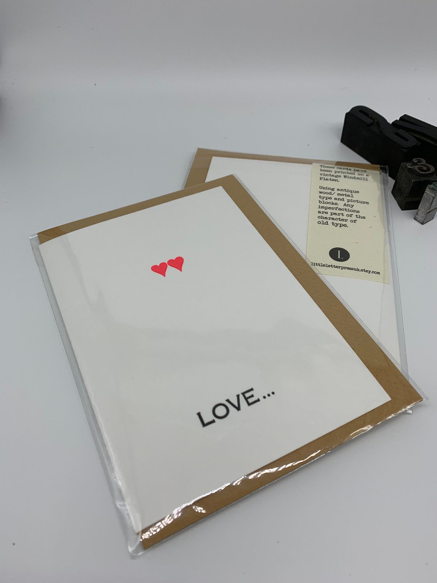Letterpress | LOVE Greetings Card | Cotton Board | Blank Inside