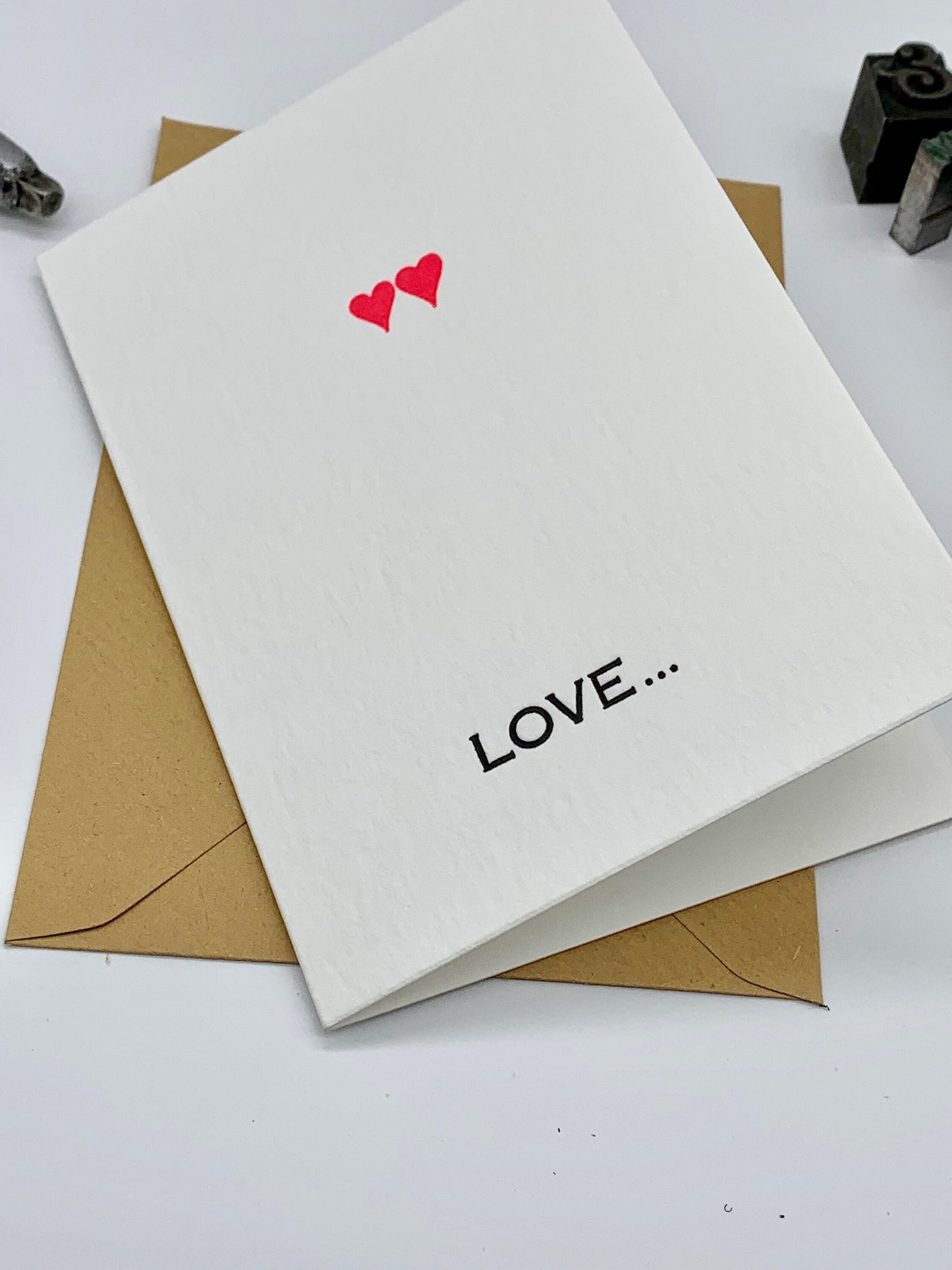 Letterpress | LOVE Greetings Card | Cotton Board | Blank Inside