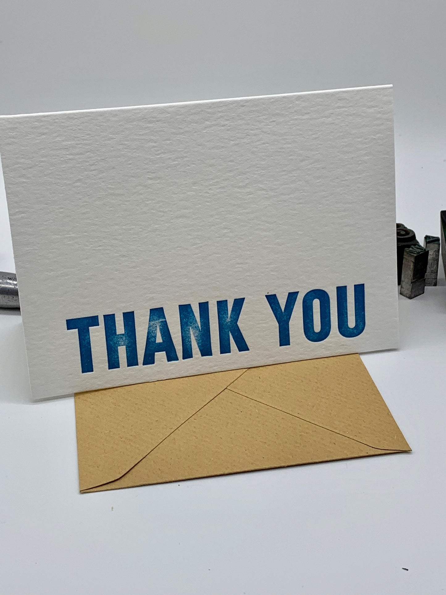 Letterpress Wood Type ‘THANK YOU’ Card | Cotton Board | Blank Inside