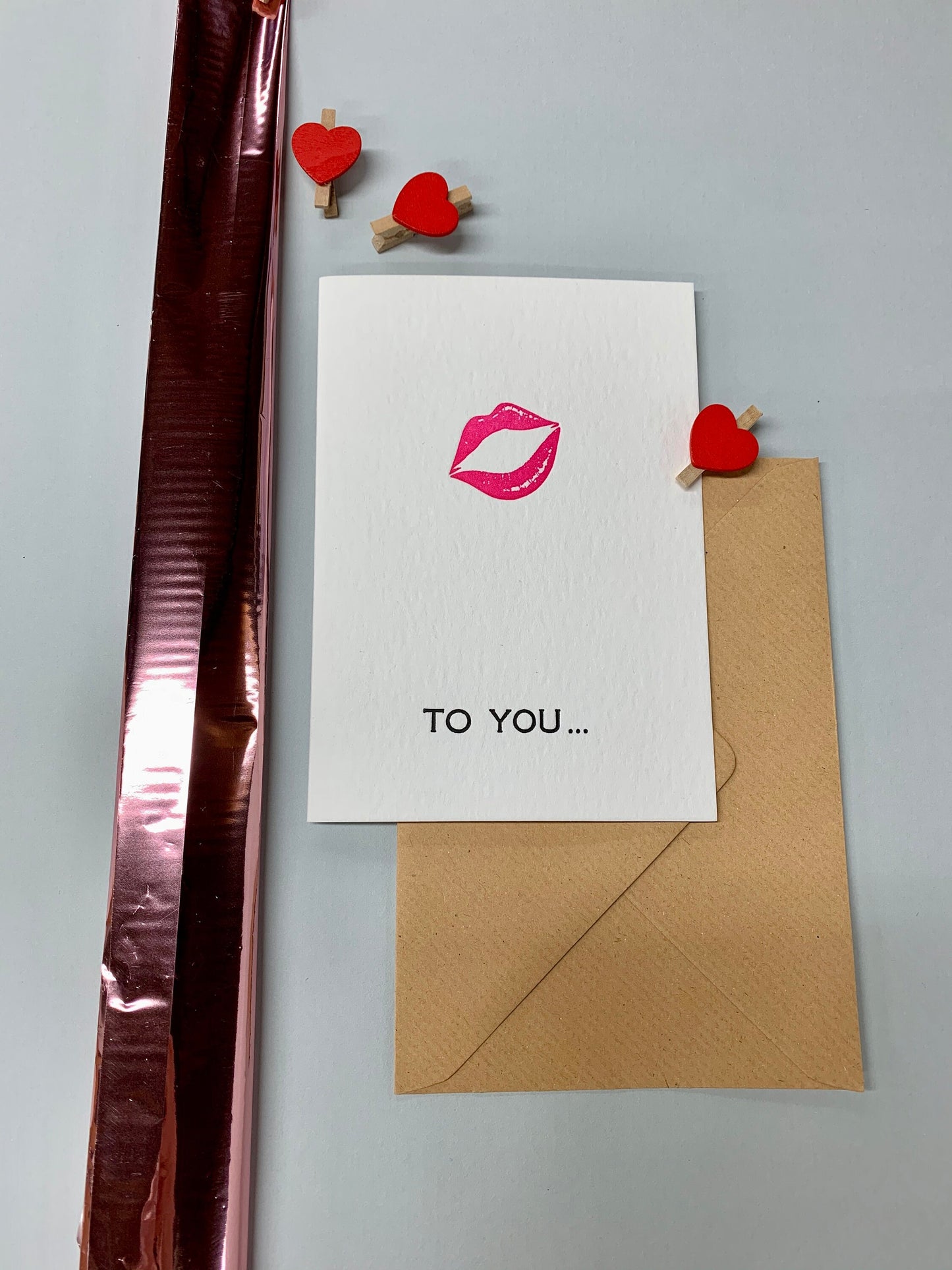 Letterpress ‘PINK LIPS’ Card | Cotton Board | Blank Inside