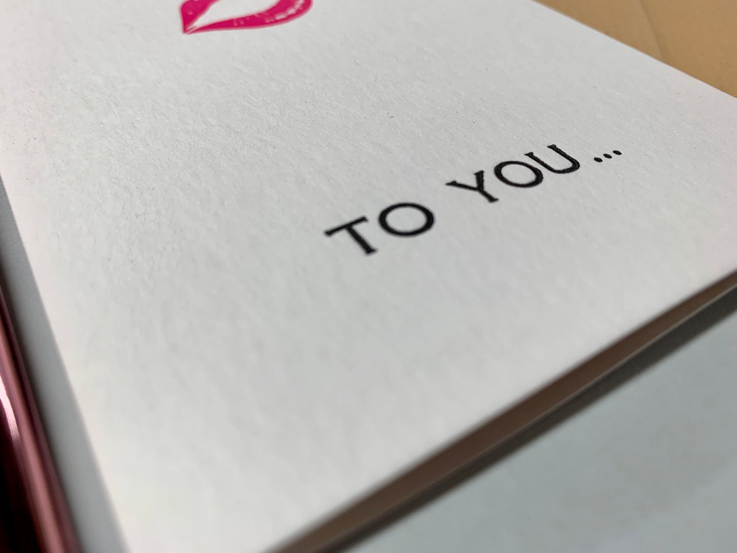 Letterpress ‘PINK LIPS’ Card | Cotton Board | Blank Inside