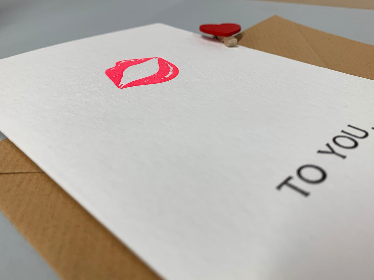 Letterpress ‘PEACH LIPS’ Card. | Cotton Board | Blank Inside