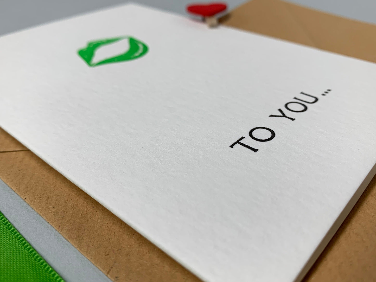 Letterpress ‘GREEN LIPS’ Card | Cotton Board. I Blank Inside