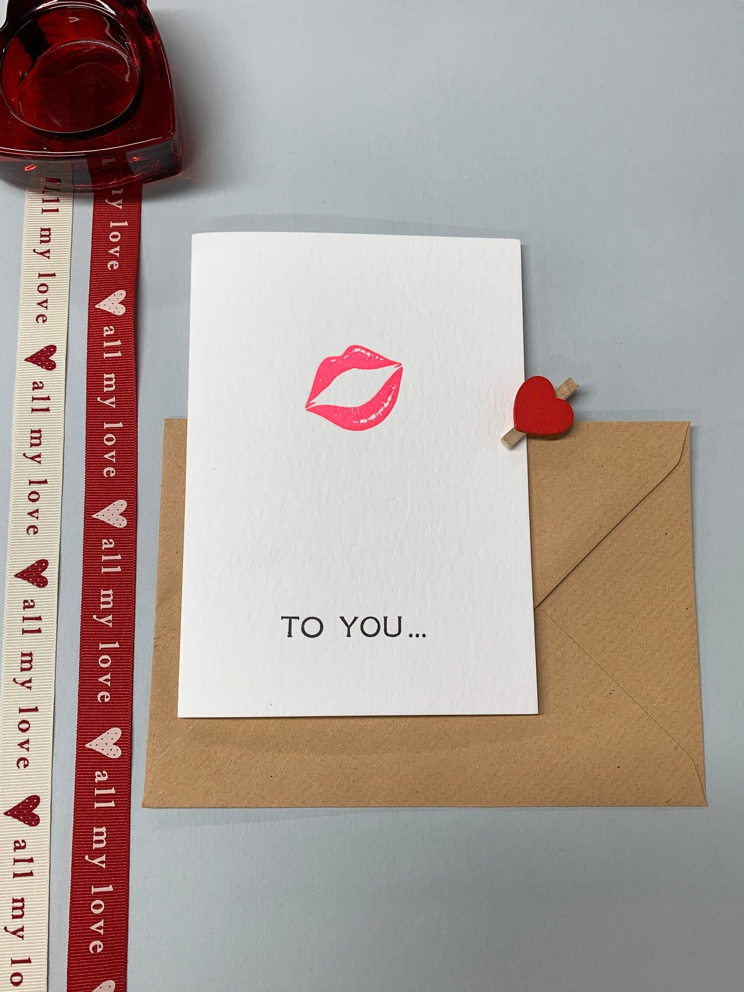 Letterpress ‘PEACH LIPS’ Card. | Cotton Board | Blank Inside