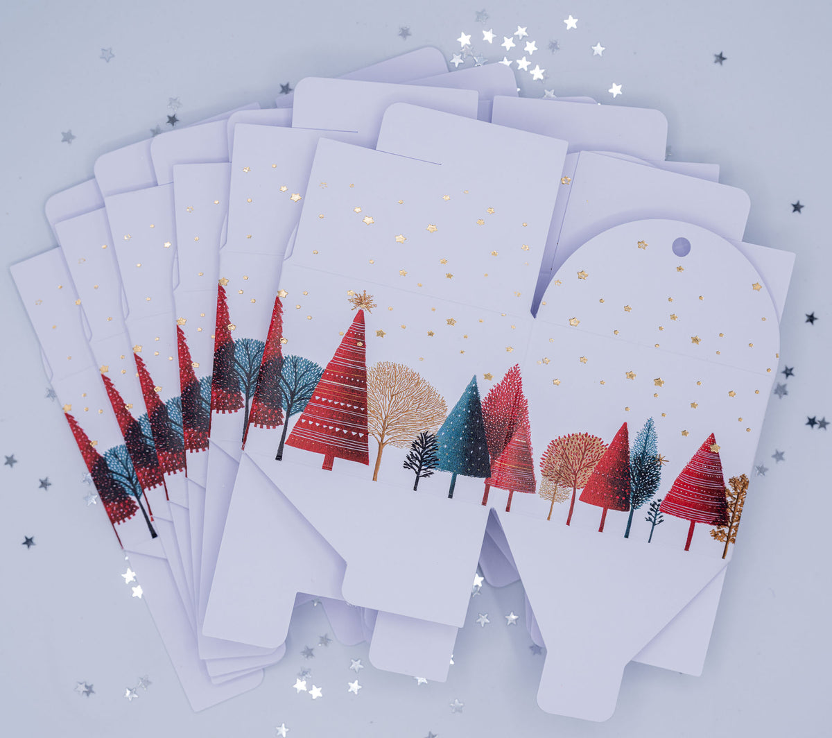 Christmas 'FESTIVE TREES'  Gift Boxes - 2 size Options  (Pack of x6)