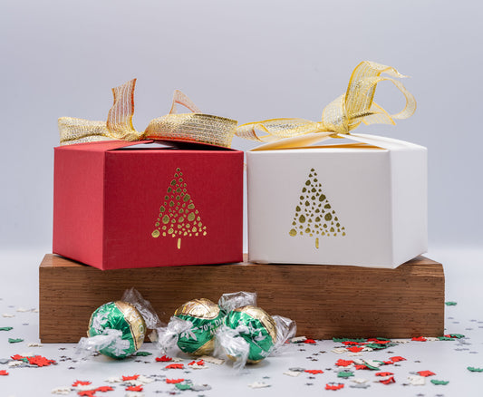 Christmas 'GOLD TREE'  Gift Boxes - Size 8 x 8 x 6cm  (Pack of x6)