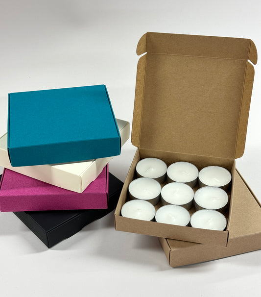 9 TEALIGHT CUPS / WAX MELTS BOX |  Size 120 x 120 x 25mm | (Pack of 10)
