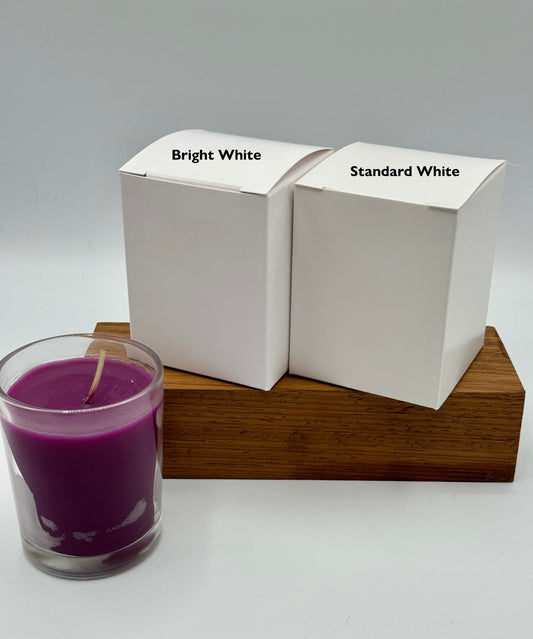 CLEARANCE - 9cl Votive Candle Box  : Size 58x58x75mm  | Standard White