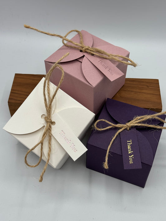 TIE TOP Wedding/Party Favour Box (small) - Size 8 x 8 x 6cm  (Pack of x10)