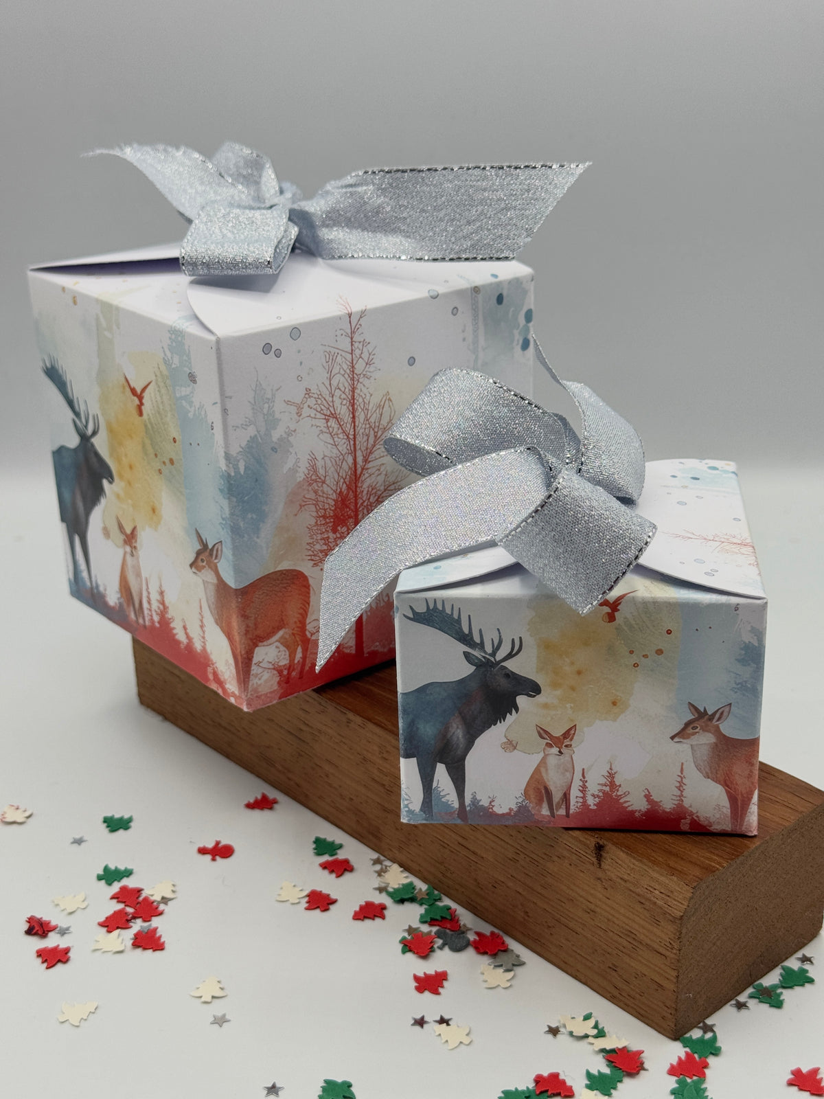 Christmas 'WINTER WOODLAND'  Gift Boxes - SMALL. Size: 8x8x6cm  (Pack of x6) (Copy)