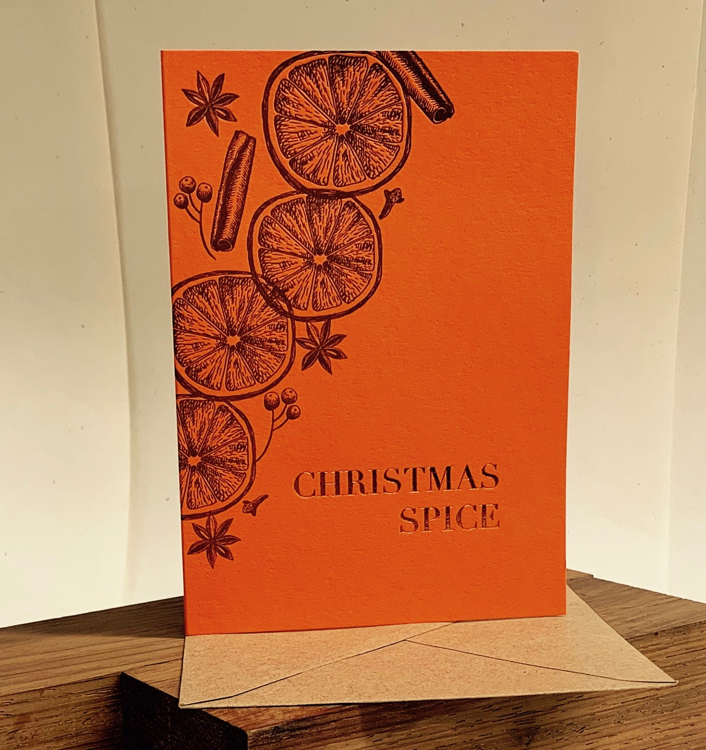 Letterpress/Foiled "Orange Christmas Spice" Christmas Cards |  Size: A6