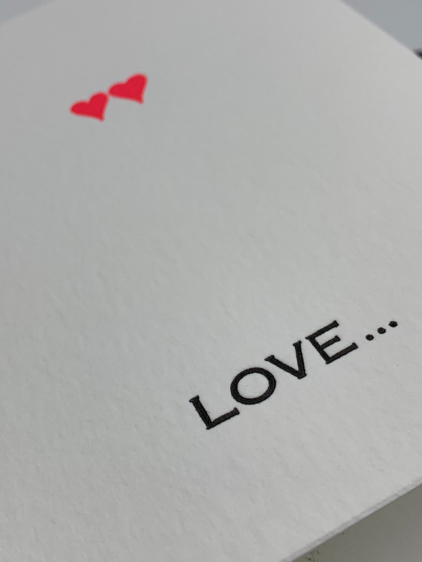 Letterpress |  LOVE Greetings Card | Cotton Board | Blank Inside