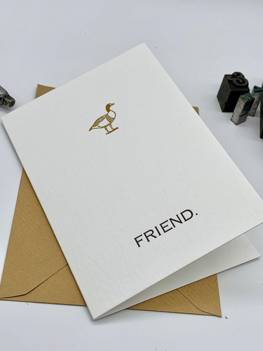 Letterpress BIRD/DUCK Greetings Card | Cotton Board | Blank inside
