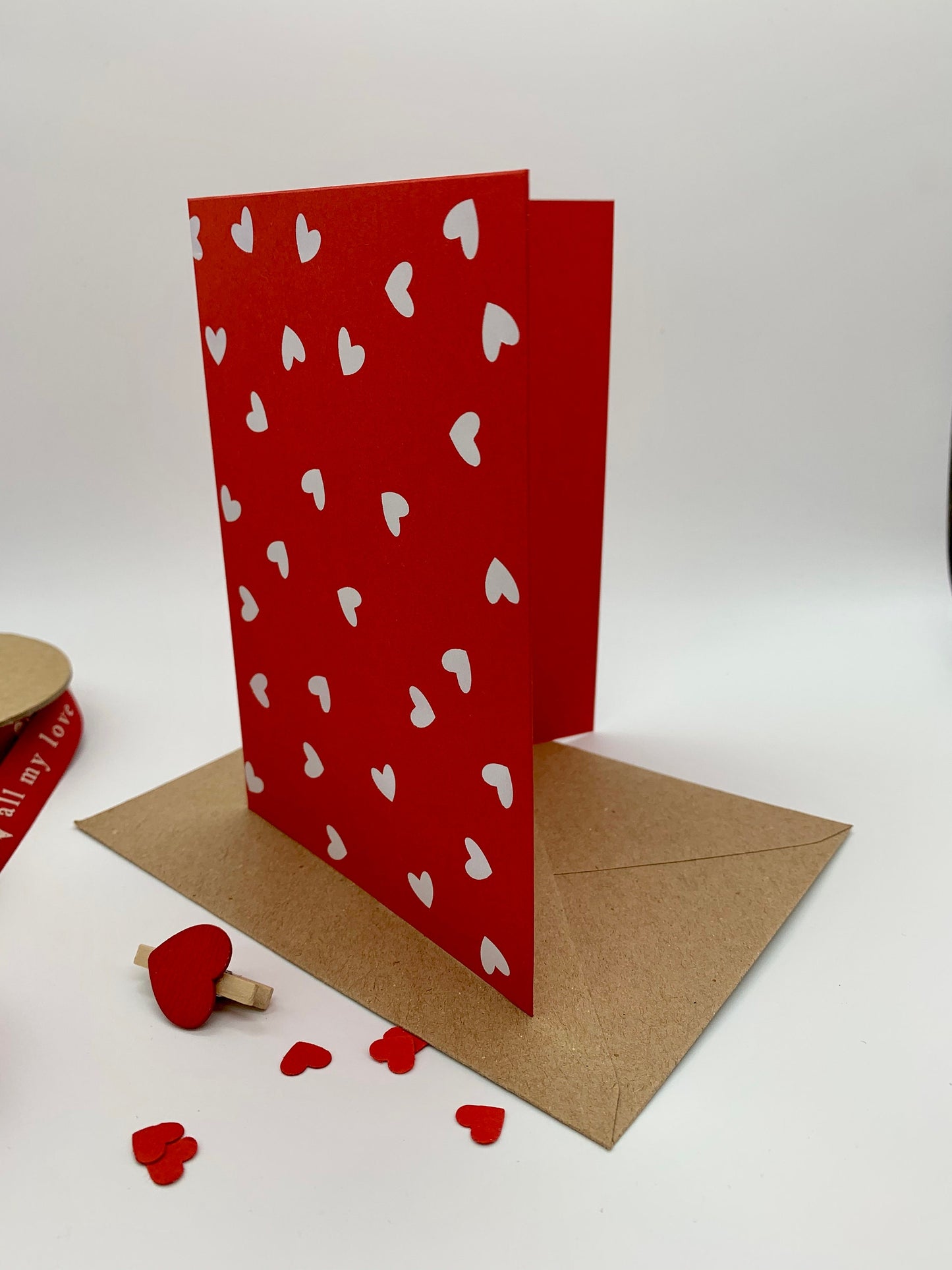 Red/White  'FLOATING HEARTS' Card with beautiful debossed foiling.  Birthday | Wedding | Anniversary | Engagement | Valentine  | Love You.