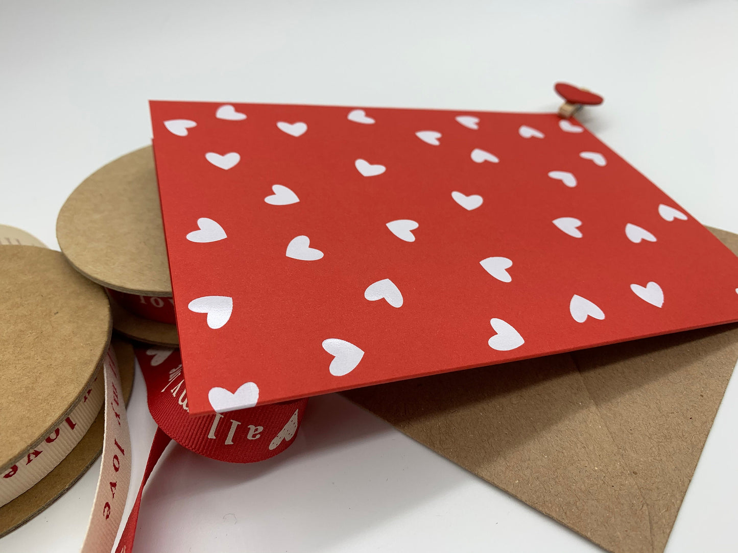 Red/White  'FLOATING HEARTS' Card with beautiful debossed foiling.  Birthday | Wedding | Anniversary | Engagement | Valentine  | Love You.