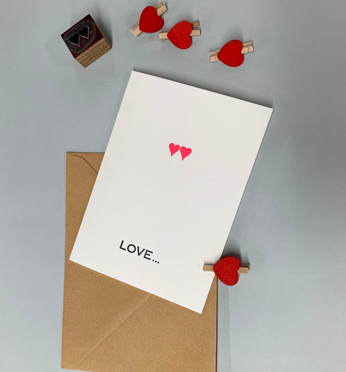 Letterpress |  LOVE Greetings Card | Cotton Board | Blank Inside