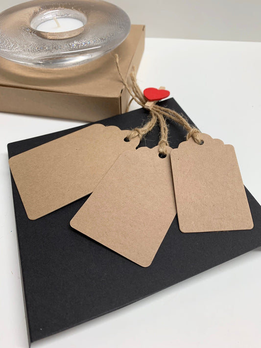SCALLOP TOP KRAFT Blank tags | x 3 Size options